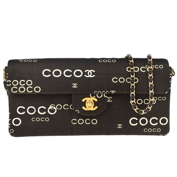 Chanel Black Canvas COCO East West Choco Bar Shoulder Bag 185746 - Picture 1 of 9